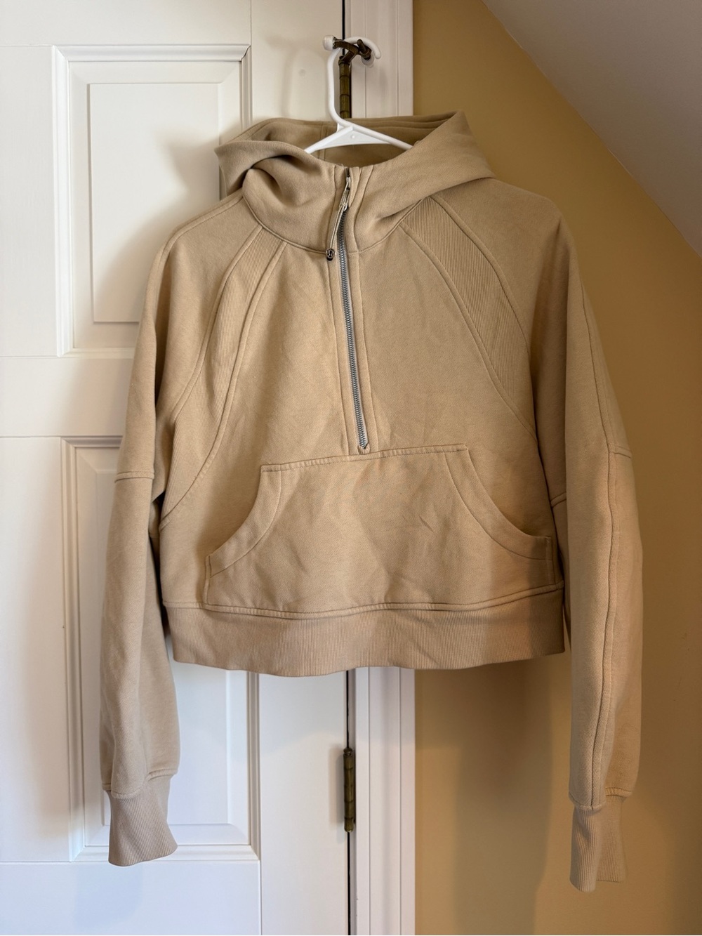lululemon athletica Cropped Scuba Half Zip in Tan XS/S